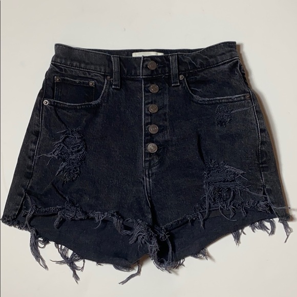 Abercrombie & Fitch Pants - A&F Curve Love High Rise Mom Jean Shorts Black